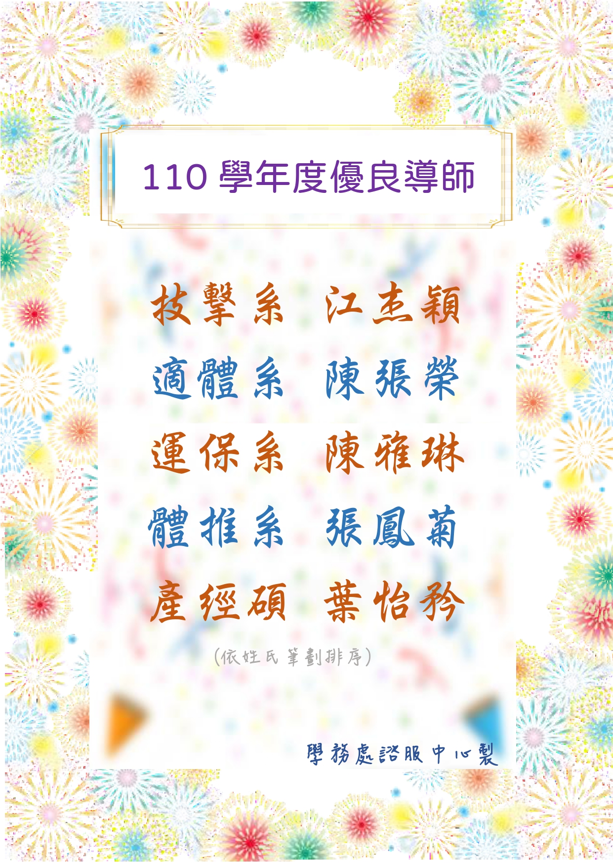 110學年度優良導師