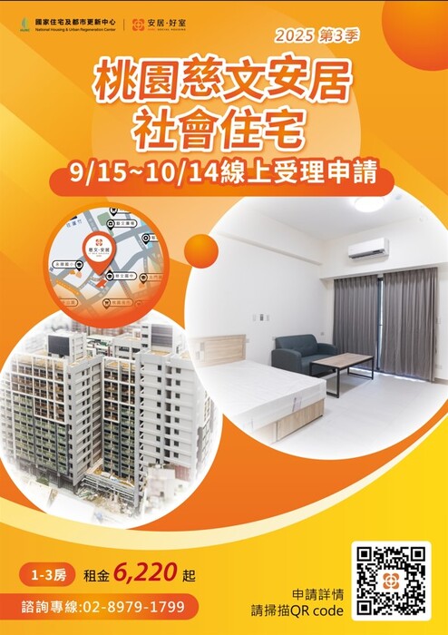 國家住宅及都市更新中心檢送桃園市慈文安居社會住宅招租公告圖片